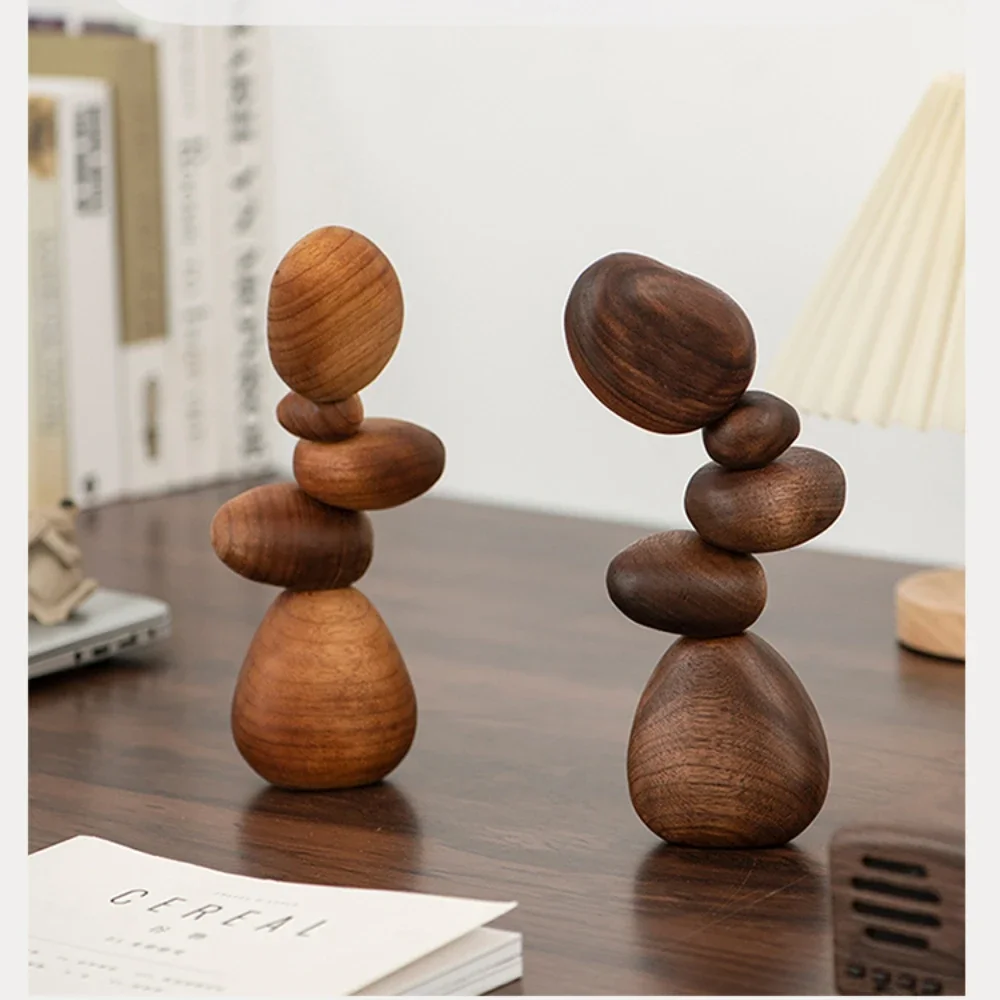 Balanced Stone Wood Creative Gift, Puzzle Decompression Crafts, Modern Home Decor Ornaments Office Desktop ornament Unzip Gifts