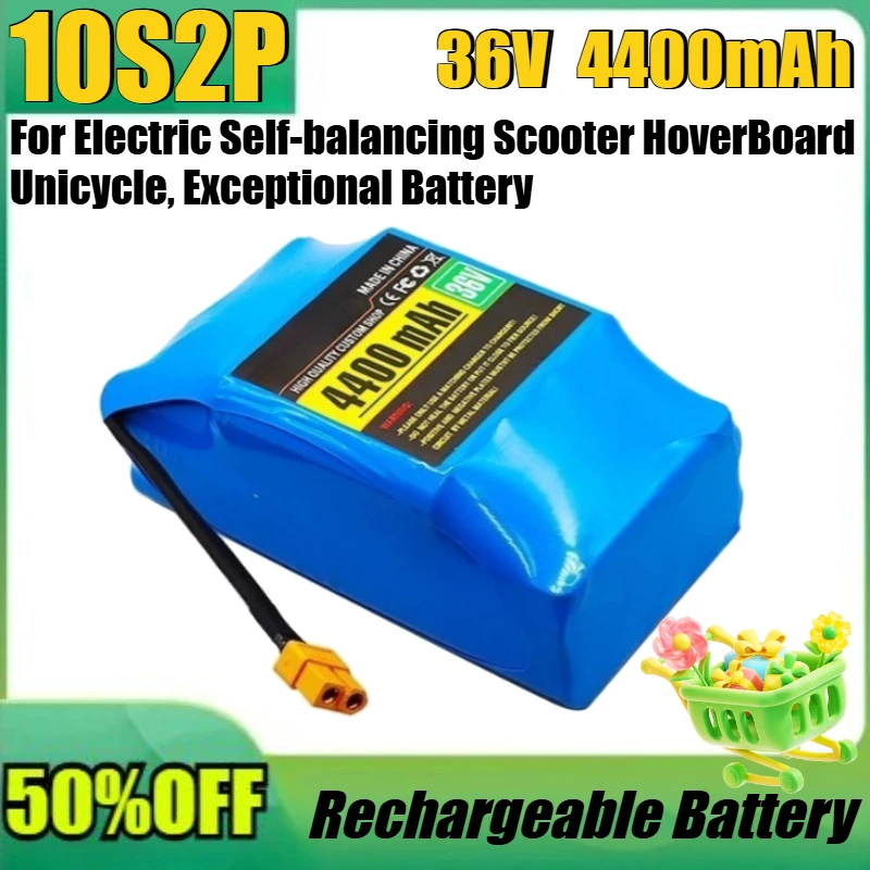 

For Electric Self-balancing Scooter HoverBoard Unicycle, Exceptional Battery 36V 4400mAh 10S2P Lithium Rechargeable Battery