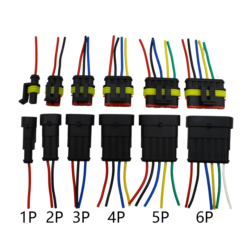 1set AMP 1P 2P 3P 4P 5P 6P Way Waterproof Electrical Auto Connector Male Female Plug with Wire Cable harness for Car Motorcycle