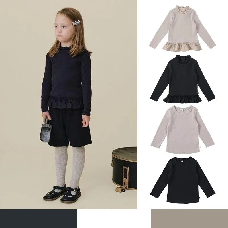 

Wisdom Kids Base Shirt 2025 Autumn/winter New Girls Long Sleeved Pure Cotton Comfortable Thread Versatile Base Knit Shirt