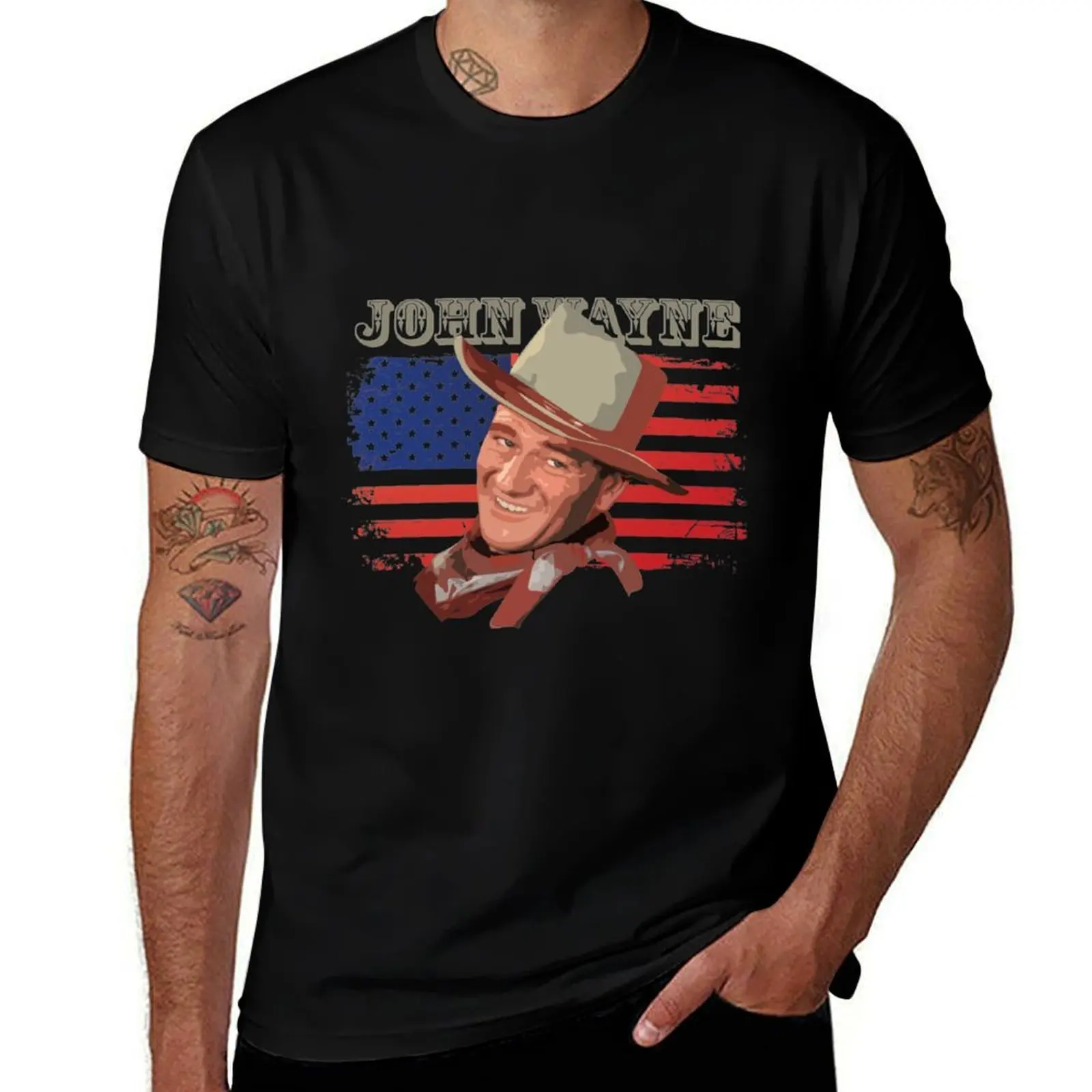 John Wayne T-ShirtMarion Robert Morrison as John Wayne ( Duke ) T-Shirt t shirts with prints cotton tshirt 100% T-Shirt