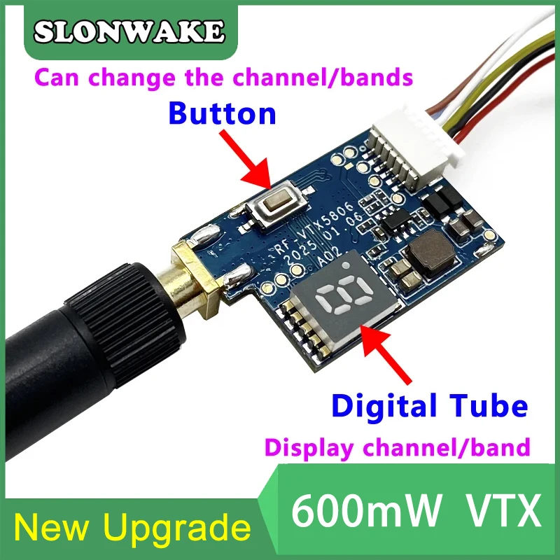 SLONWAKE TS5823 600mW 비디오 송신기 모듈 5.8GHz 48CH VTX에는 TS5828 TS5828S TS832 FPV 레이싱 드론 쿼드콥터용 5V BEC가 있습니다.