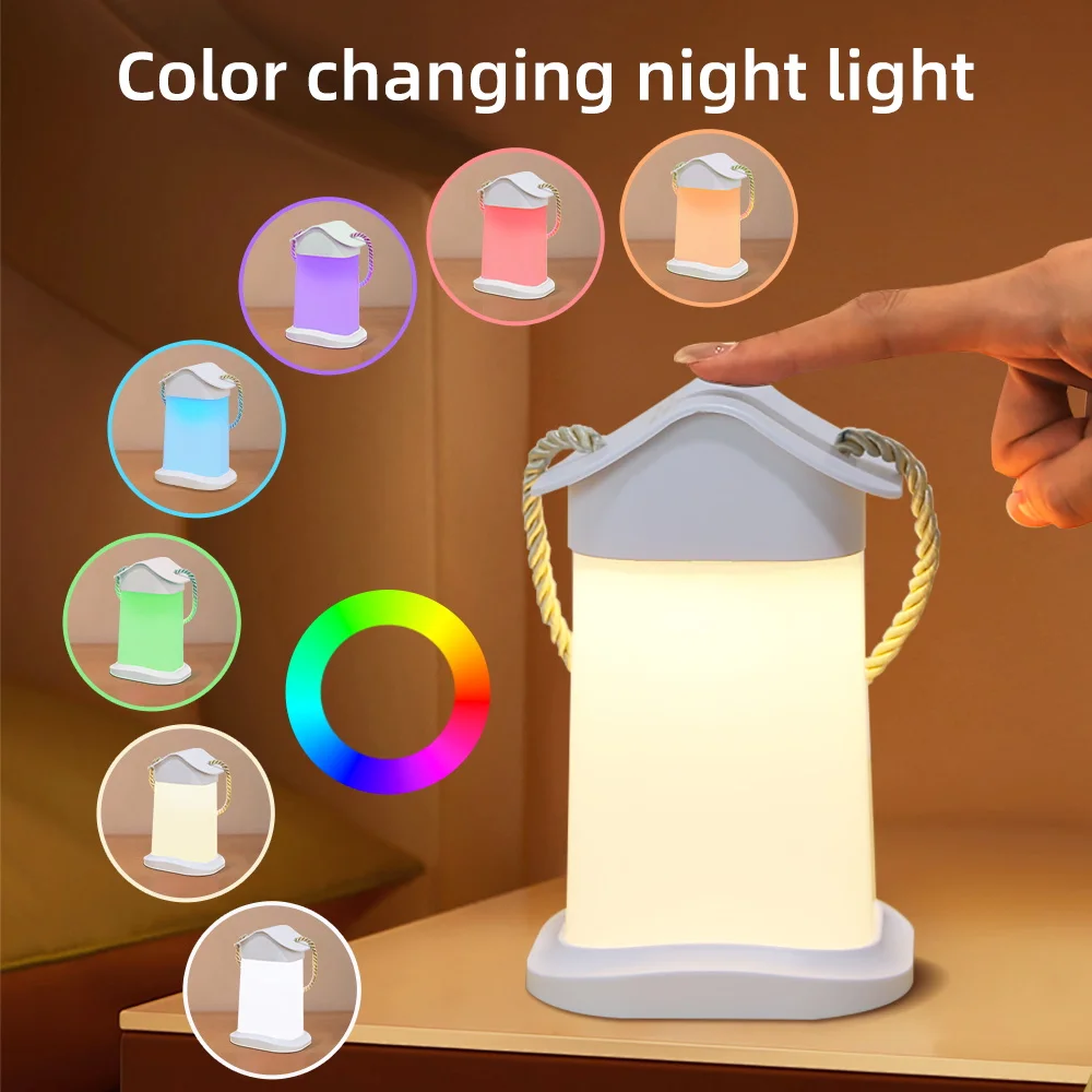 RGB Touch Night Light LED Portable Desk Lamps with USB Recharge For Home Kitchen Bedroom Decoration Lamps Kid Bedside Sleep Lamp