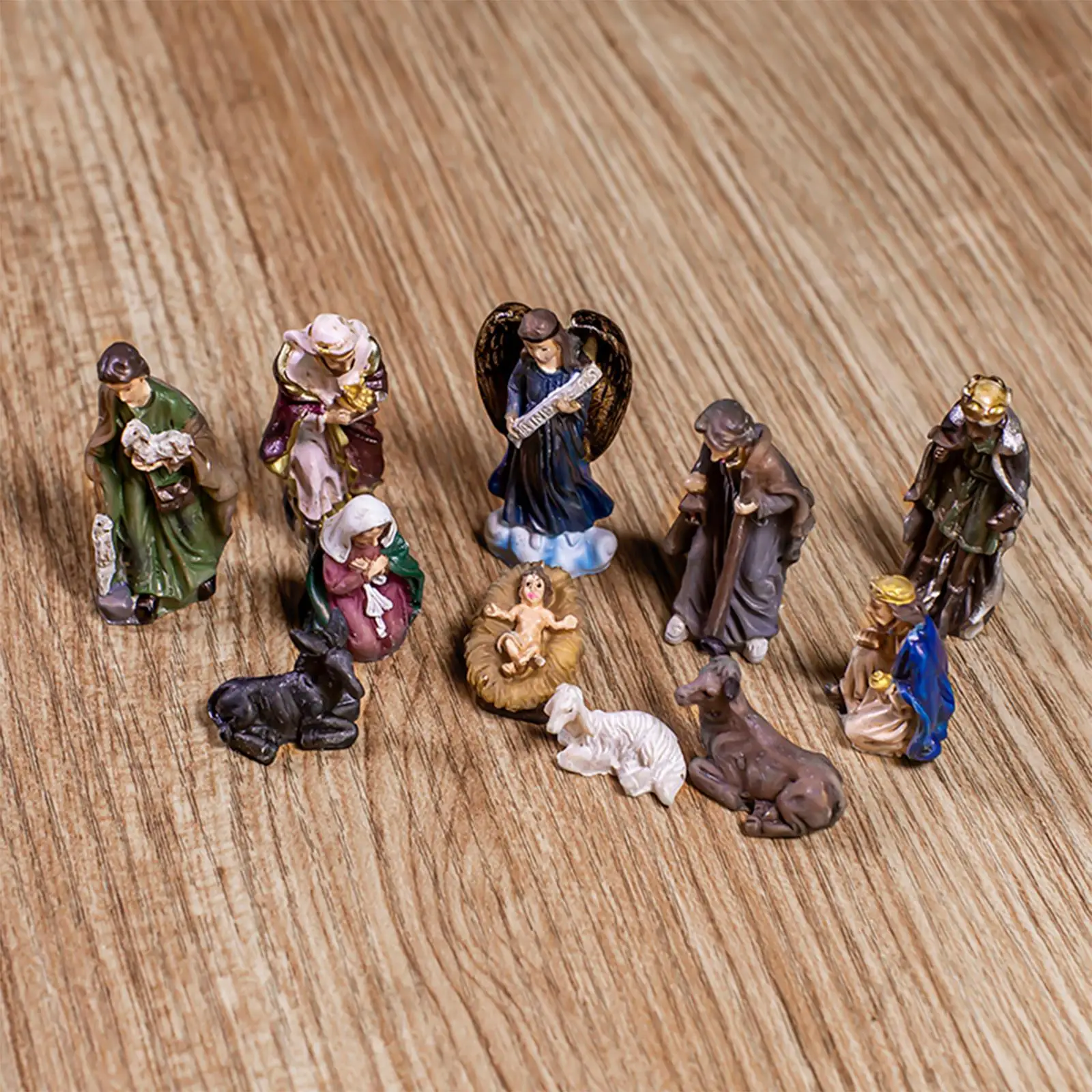 11Pieces Nativity Scene Statue Resin Collection Birth of Jesus Hand Painted