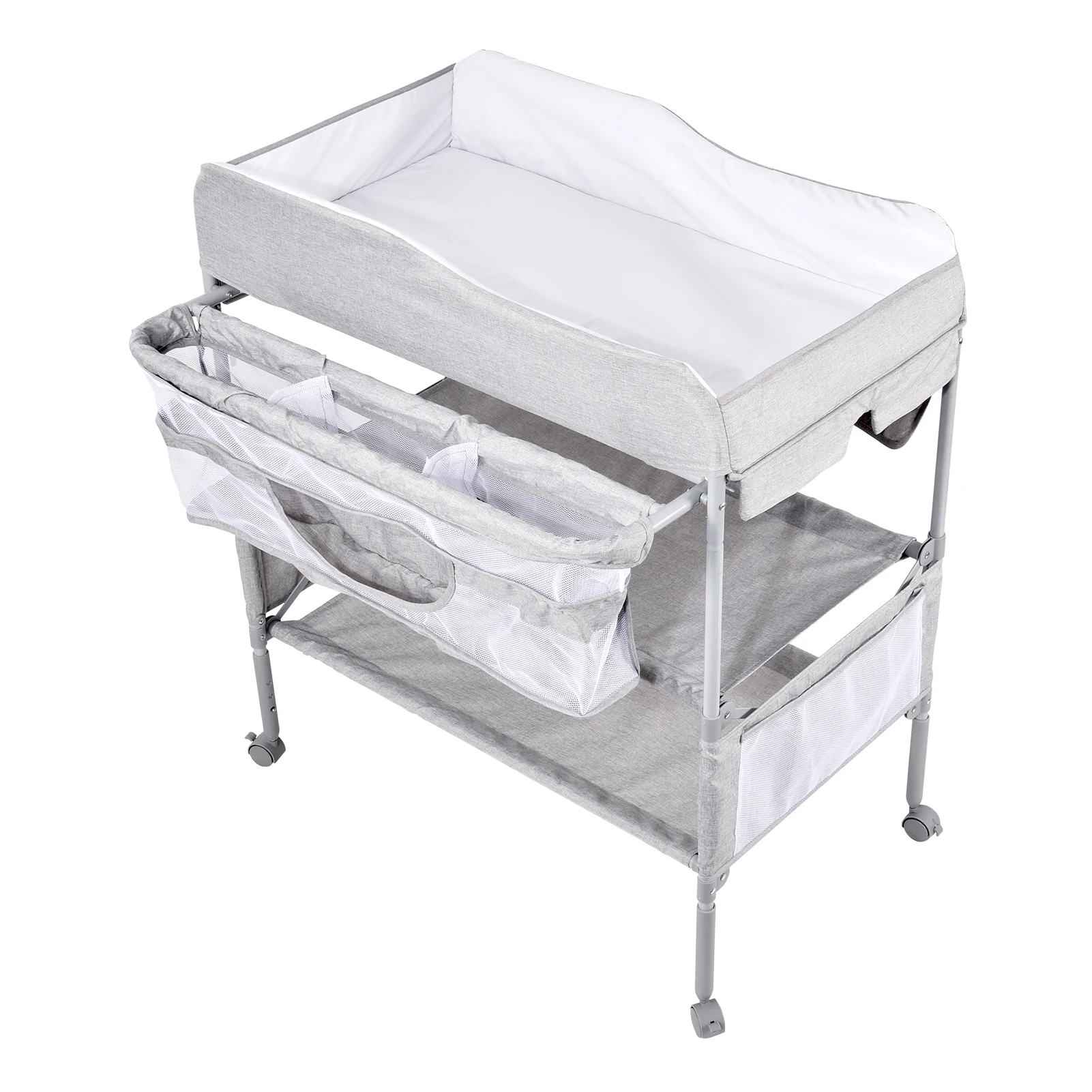 

Changing Table Foldable Waterproof Diaper Changing Table Adjustable Children's Dresser with Wheels for Travel Room Shower