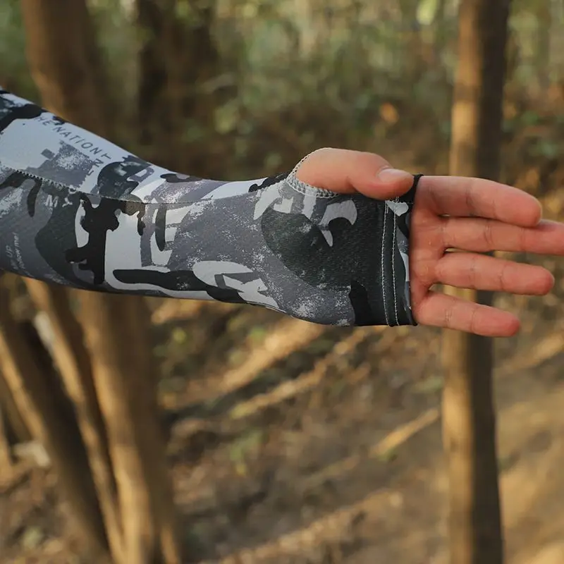 Uv Protection Cooling Fishing Arm Sleeves Breathable Stretchy Camouflage Sun Cover For Outdoor Hiking Cycling Adults Men Women