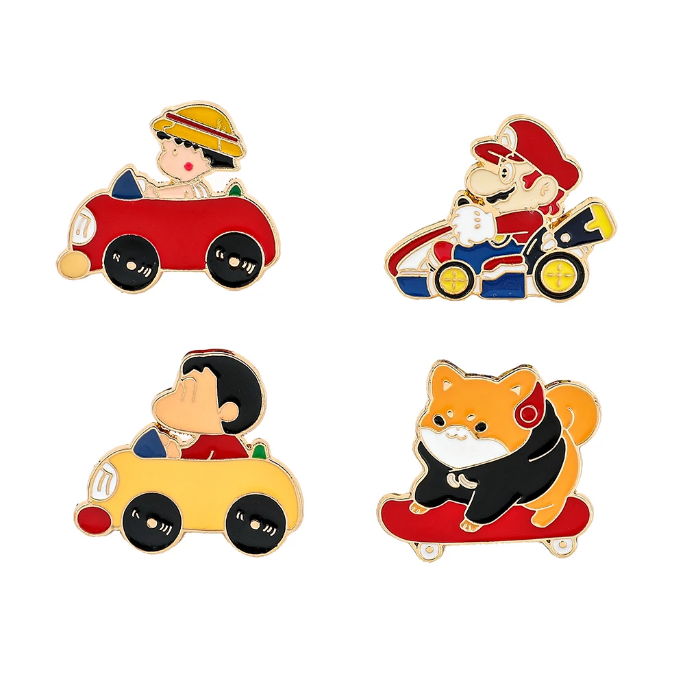 Super Mario Enamel Pin Game Lapel Pin Cars Motorcycles Brooch For Clothes Bags Shirt Accessories Gift