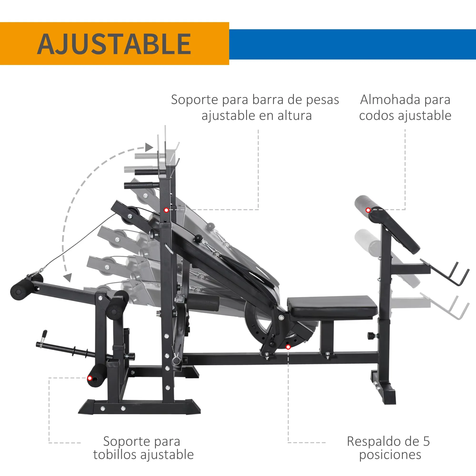 Picture 4: Home Gym Set Multi-functional Weight Bench Wholesale Adjustable Multifunctional Weight Gym Bench with Weights