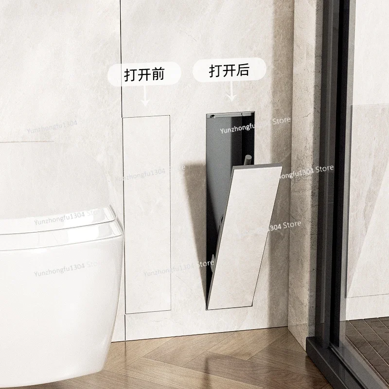 Bathroom toilet side stainless steel niche toilet brush embedded silicone brush into wall hidden model