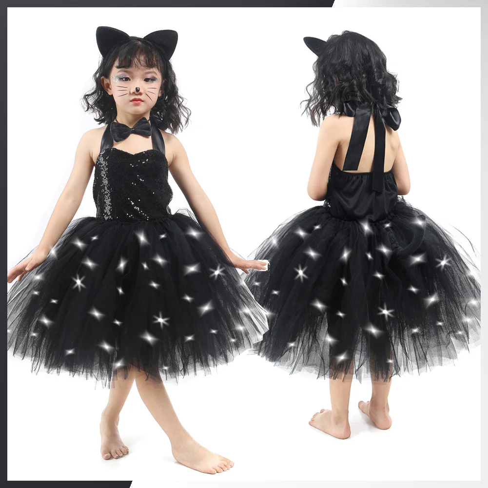 

Cartoon Animals Stage Performance Costume Disguise Cute Cat Cosplay Fantasy Child Girls Tutu Skirt Children Kids Roleplay Dress