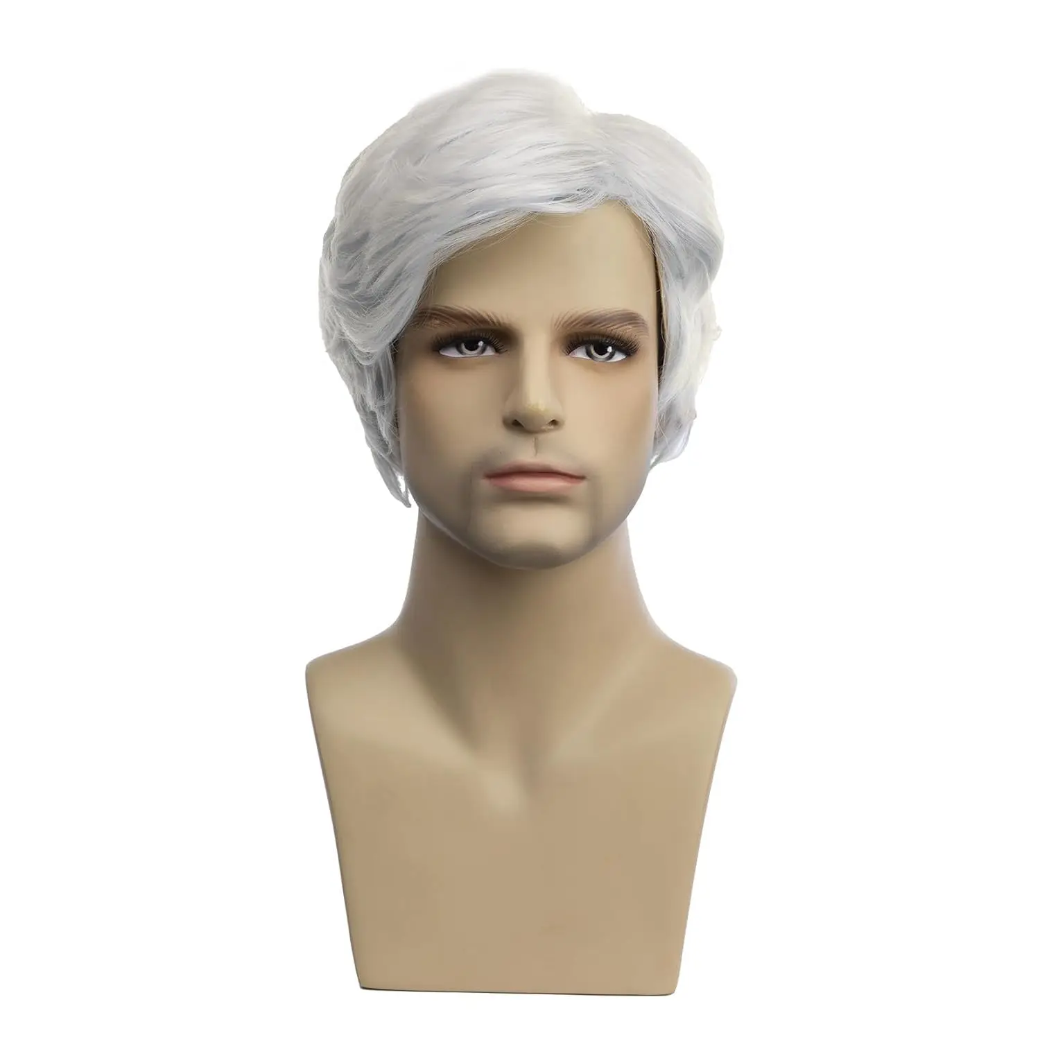 Synthetic Mens Wig Short Black Wigs Natural Layered Full Hair Replacement for Male Daily Wear Party Cosplay Halloween Costume image 3