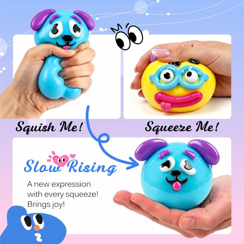 2026 NEW Smushers Squishy, Curiosities Dog Face Swap Squishy Toy, Soft Moldable Cute Slow Rise Squeeze Toy, Relaxing Sensory
