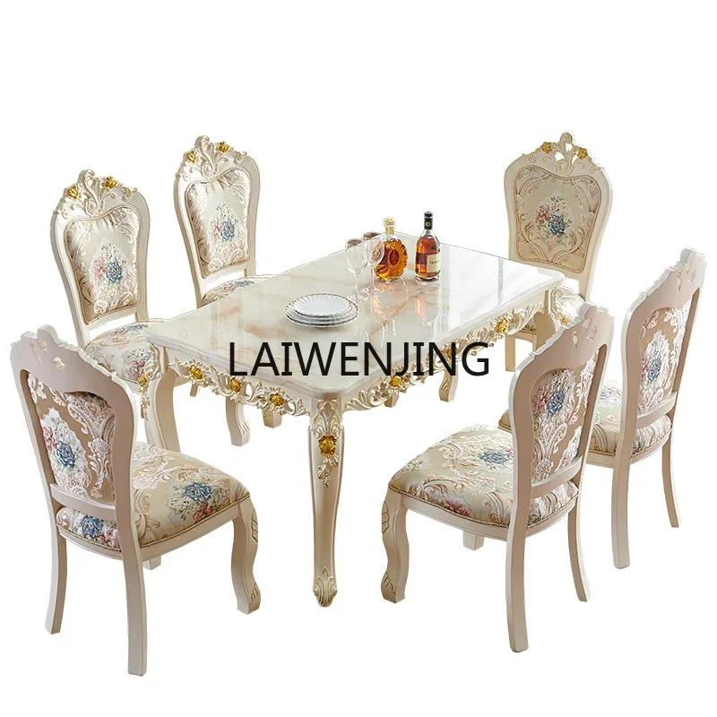 

LYN European dining table and chair combination marble small apartment solid wood American rectangular table