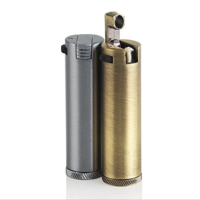 Side Sliding Grinding Wheel Flint Lighter Metal Body, Creative and Personalized Vintage Gift Smoking Accessories Gadgets for Men