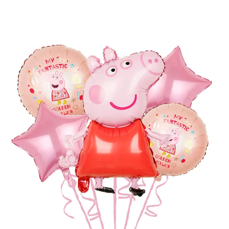 Juego de globos de dibujos animados de la serie Peppa Pig, juguete de cumpleaños de George, decoración de película de aluminio, suministros para fiestas