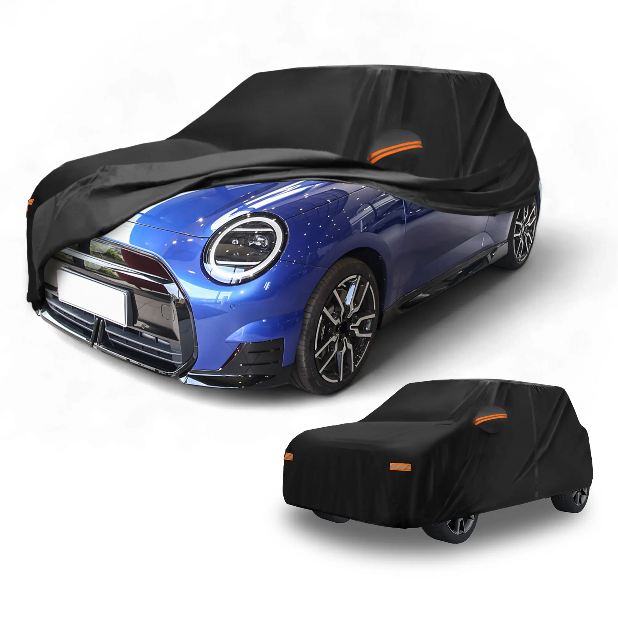 

Car Cover Waterproof All Weather Sun Rain Protection Full Exterior Cover for Mini Cooper 2DR Black with Reflective Strips
