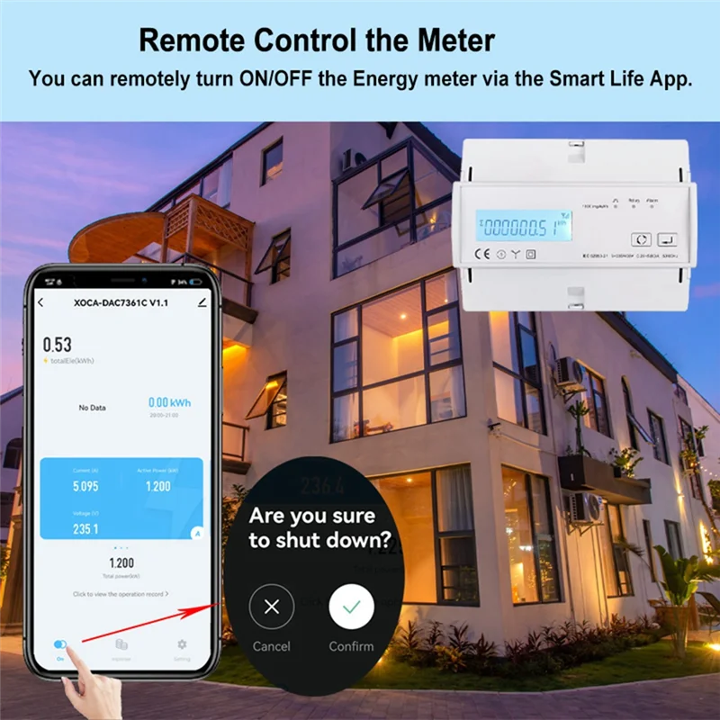 Medidor de energía bidireccional de 3 fases WiFi, Monitor de potencia KWh, vatímetro, aplicación remota Tuya, interruptor de encendido y apagado, 3x110/190V, 230/400VAC