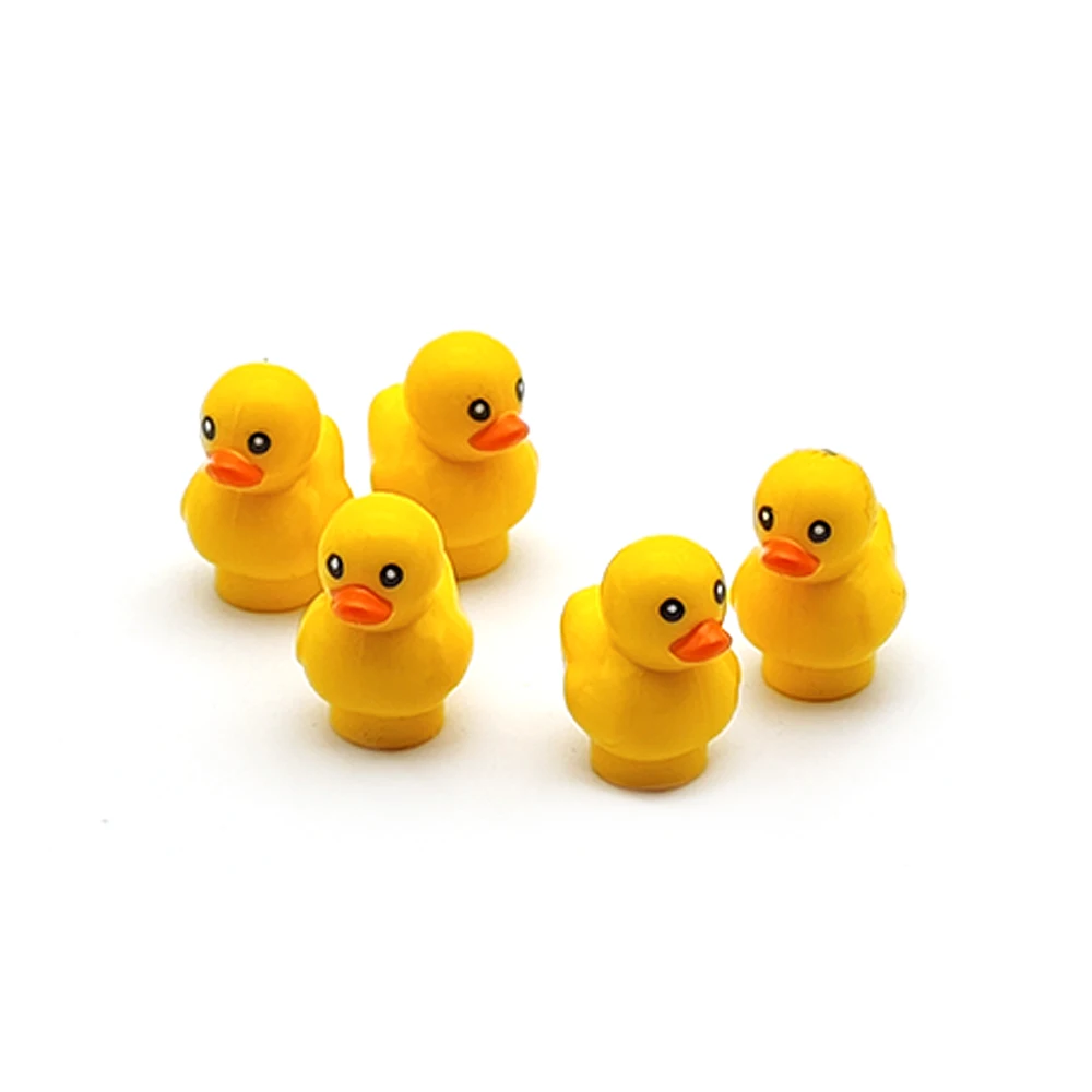 5pcs Animal MOC Yellow duck building block model Zoo ornament Cute Scene collocation DIY Children Educational toy gift