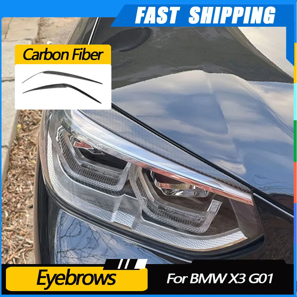 

JMCARCOOL Carbon Fiber Car Headlight Eyebrows Eyelid Lids Sticker Styling for BMW X3 G01 X4 G02 X3M X4M 2018- 2021 Accessories