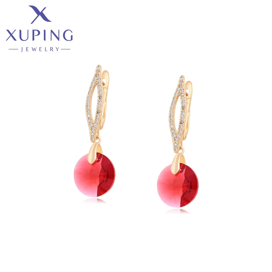 Xuping Jewelry Fashionable Charm Copper Alloy Round Shiny Crystal Earring with Gold Color for Women Girl Gifts X000651365