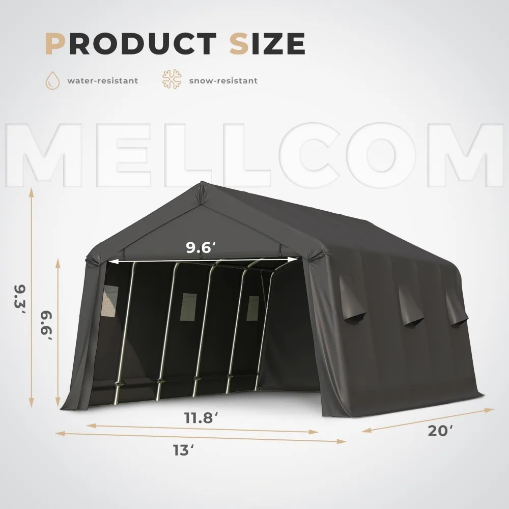 Garages, Canopies & Carports Portable Garage with All Steel Metal Frame and Ventilation Openings, Snow Proof Canopy Garages