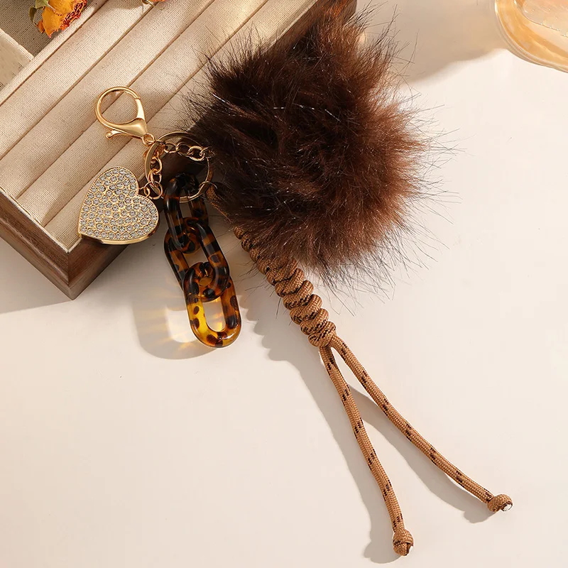 سلسلة المفاتيح القطيفة ليوبارد طباعة المفاتيح على شكل قلب الخريف والشتاء ملحق معلق حلية عقدة معلقة الديكور