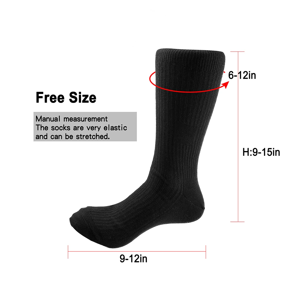 Unisex Electric Heated Socks Rechargable Warmer Stockings Washable Breathable for Outdoor Camping Hiking Running