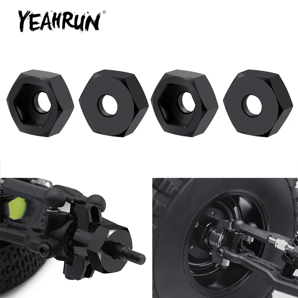 YEAHRUN 4Pcs Aluminum Alloy 8mm to 12mm Hex Wheel Hub Adapters Conversion for 1/16 Mini-B 2WD RC Buggy Truck Model Upgrade Parts
