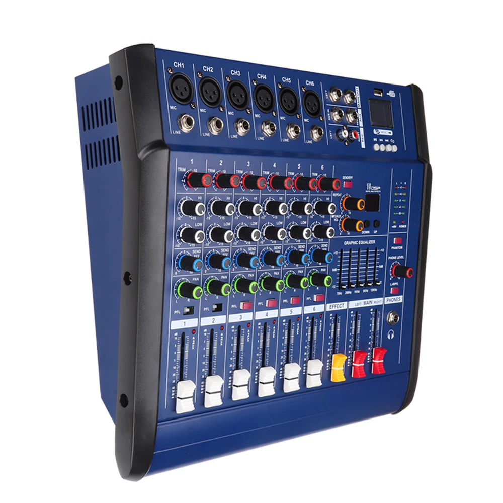 Hot Selling 6 Channel 602D USB Powered 200W Amplifier Mixers