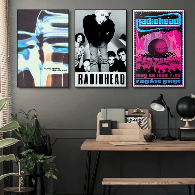 Radiohead Rock Band Music Cover Retro Singer Posters and Prints Canvas Printing Wall Art Picture for Living Room Bar Decor Gift