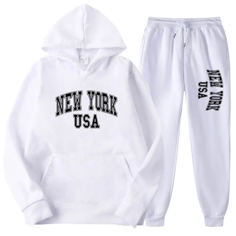 New York Printed Men/Women Hoodie Set Creativity Crewneck Clothing Fashion Oversize Sweatshirt Fashio Crewneck Hoody Male