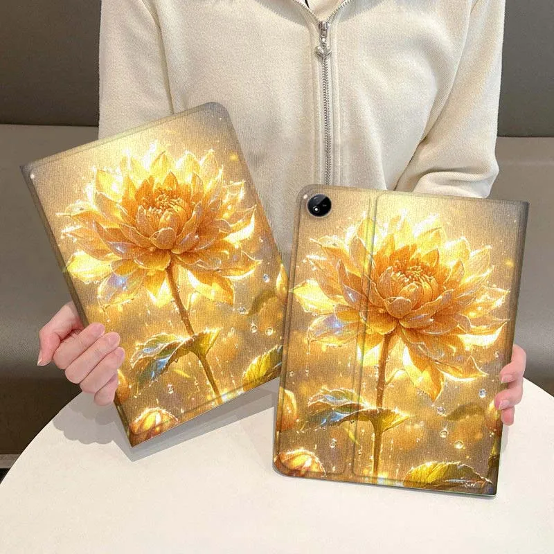 

Golden Flower Pattern For Vivo IQOO Pad2 Pad3 Pad5 Air SE Pro 12.1 12.3 13 11.5 11 inch Tablet Case