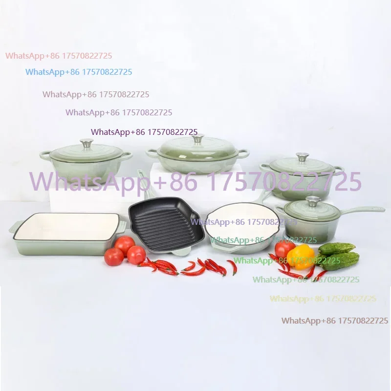 High Quality 7pcs Cast Iron Enamel Pot Non Stick Cookware Casserole Soup Cookware Set  Kitchenware