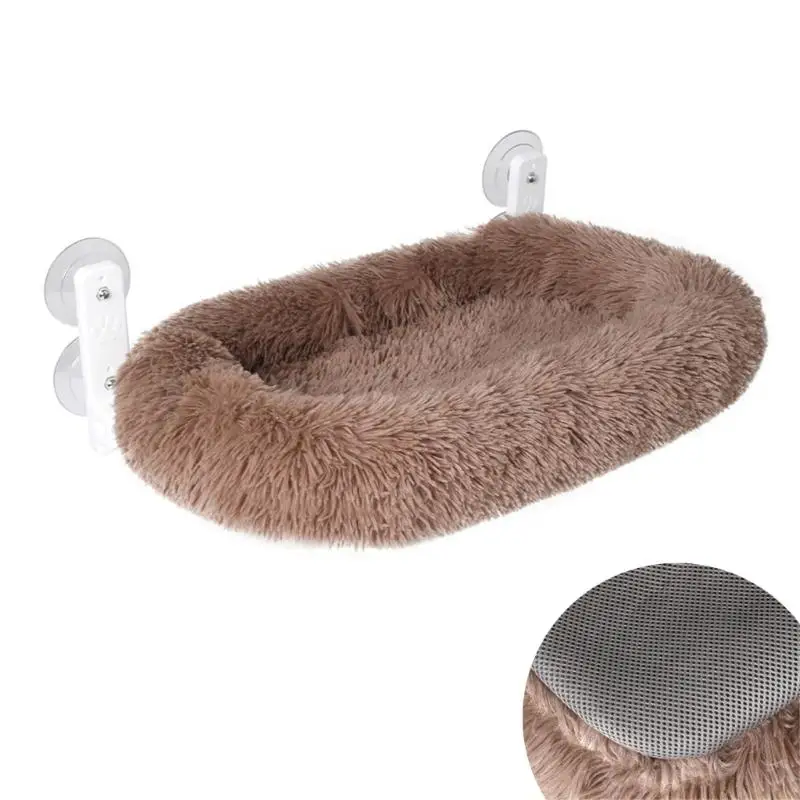 QX2E Soft Hanging Cats Hammock Sunbath Bed With Secure Suction Cup Mounted Space Saving Window Perch For Pet Cats Resting