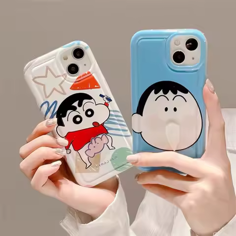 3D Rotating Crayons Shin-Chans Case For Samsung Galaxy S24 Ultra S23 S22 S21 S20 S10 Plus Ultra FE Note 10 20 Plus Ultra Cover