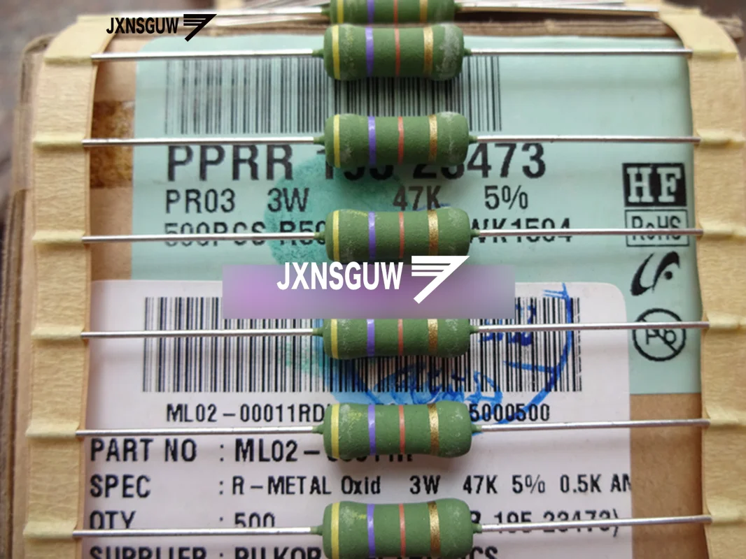 

20PCS NEW Original PILKOR PR03 5% 3W47K 5x15MM green resistance 3W 47K Film Resistor 47K 3W