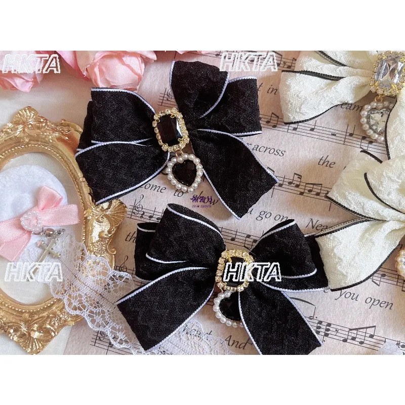 

Handmade Series Mass-Produced Double-Layer Square Heart Rhinestone Pendant Clip Lolita Girls Ponytail Clip Hair Accessory Women