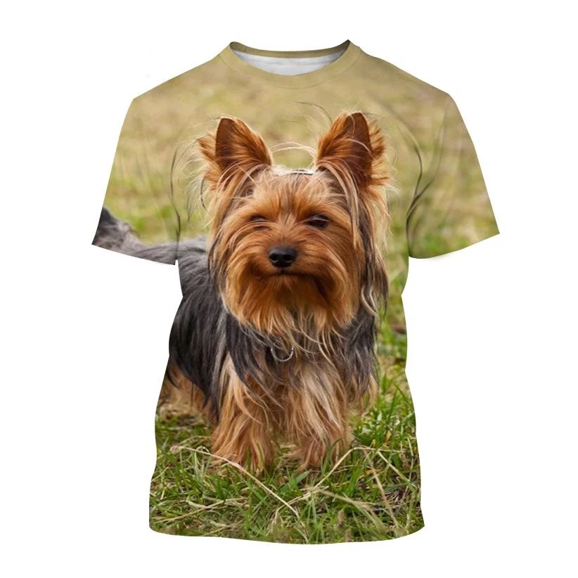 Yorkshire Terrier Puppy T-Shirts Animal Dog 3D Print Men Women Short Sleeve T Shirt Oversized Harajuku Kids Tees Tops Clothing