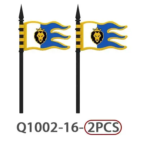 MOC Mittelalterliche Burg Ritter Flagge Bausteine Grüner Drache Soldaten Zubehör Löwe Adler Armee Bausteine Spielzeug Kinder Geschenk