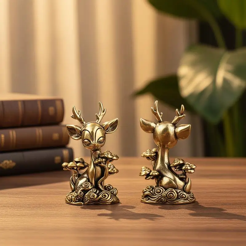 Hirschfigur aus Messing, exquisites Mini-Teetier-Ornament, kreatives kleines Dekor für Büro, Schreibtisch, Zuhause, Geschenk. – Detail 19