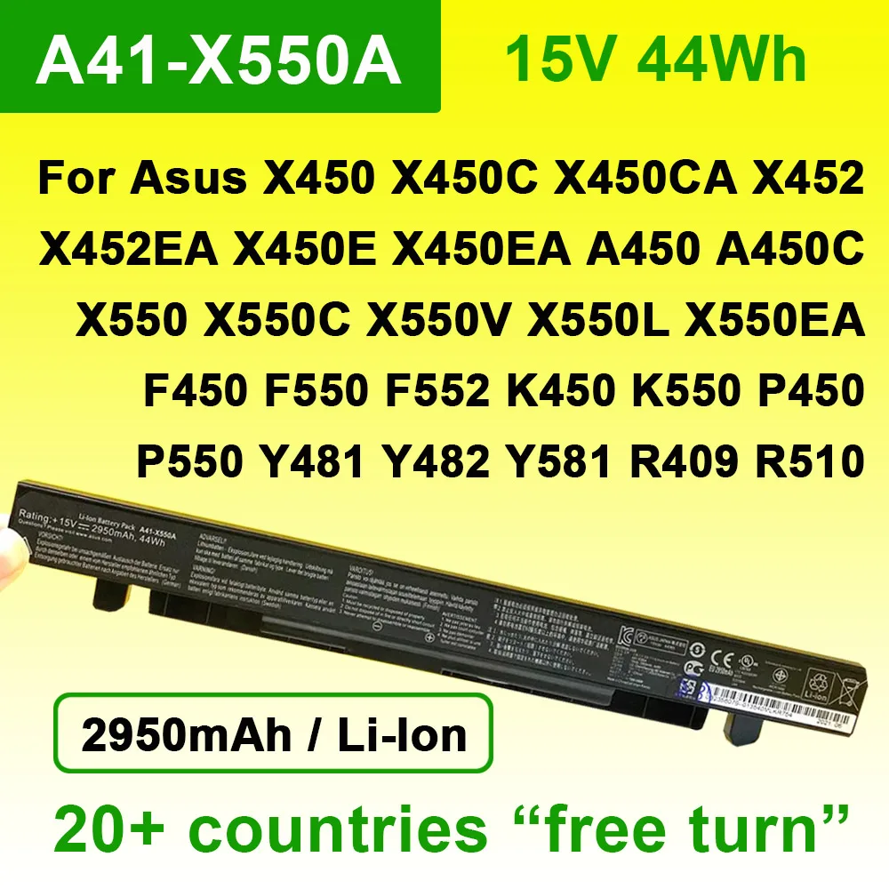 A41-X550A Laptop Battery For ASUS X450 X450C X450CA X550 X550C X550CA A450 A450CA F450 F550 F552 K450 K550 P450 P550 Y481 Y581