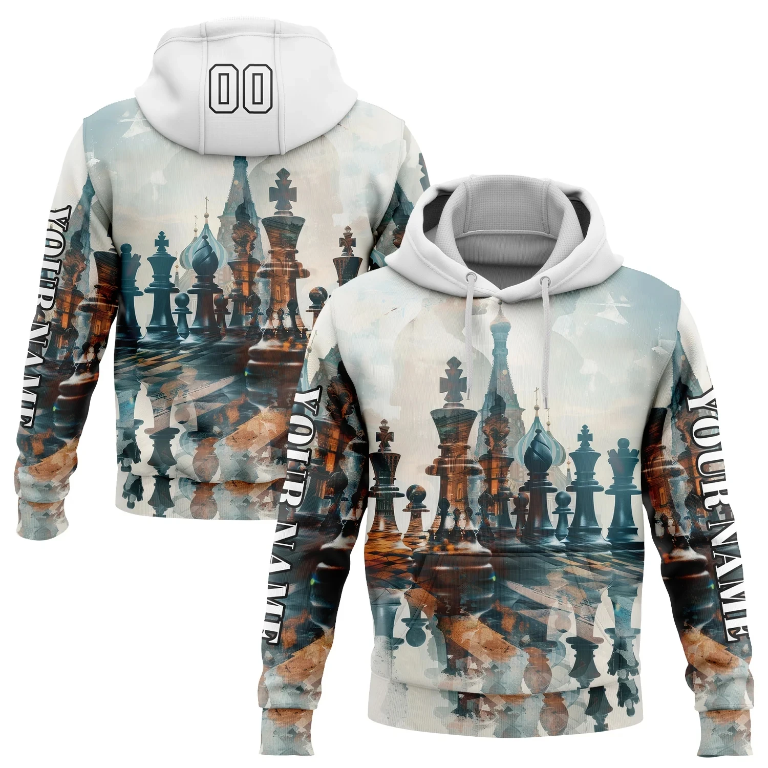 3D Printed Chess International Chess Day Sports Pullover Sweatshirt Hoodie Custom Name Logo Number Hoodies