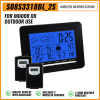 Digital Wireless Weather Station with 2 Sensors Multiple Display DCF Barometer Thermo-hygrometer Outdoor Indoor for Home Office