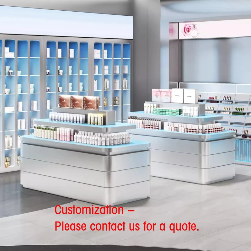 custom.Nakashima LED Plywood Shelf Display Cabinet Mall Use Cosmetics Beauty Salon Makeup Perfume Nail Polish Skin Care Show