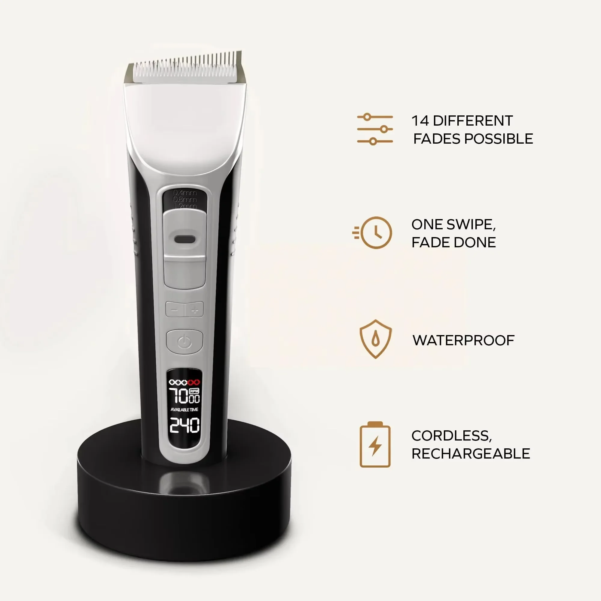 Electric Hair Clipper Unique Shaped Moving Blade Hair Trimmer LCD Display USB Rechargeable For Salon Men Hair Cutting Barber