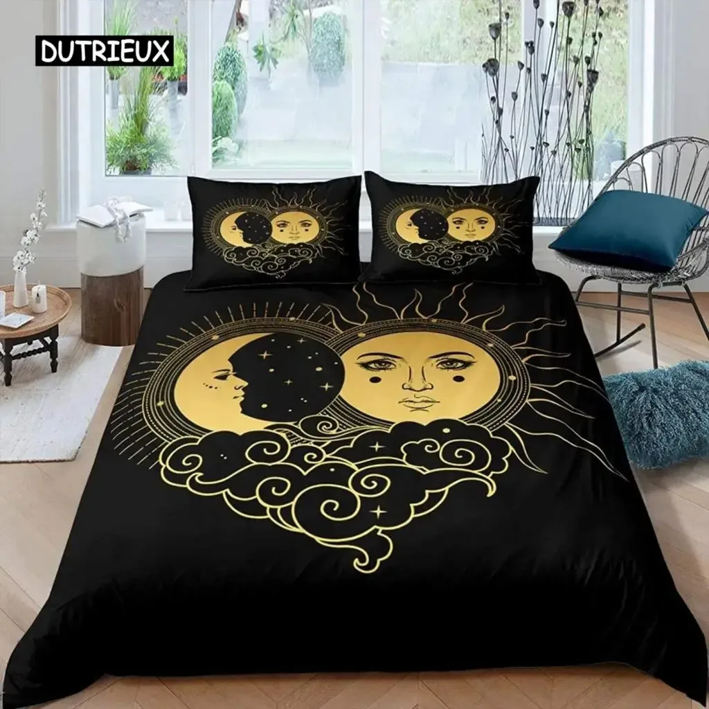 

Mandala Duvet Cover Yellow Sun Moon Bohemian Exotic Twin Bedding Set Bedclothes for Teen Polyester Double Queen King Quilt Cover