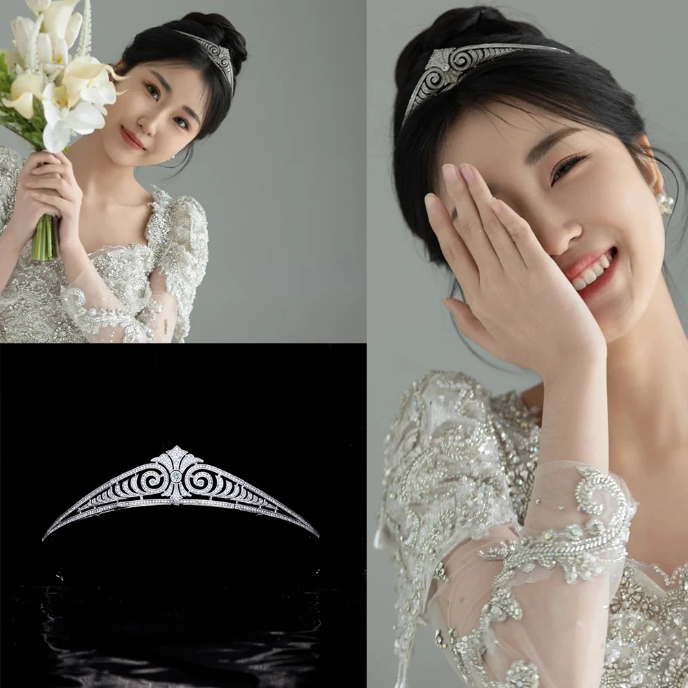 

Himstory Ретро простой французский дизайн принцесса свадебная корона для волос свадебные циркониевые диадемы головной убор аксессуары для волос