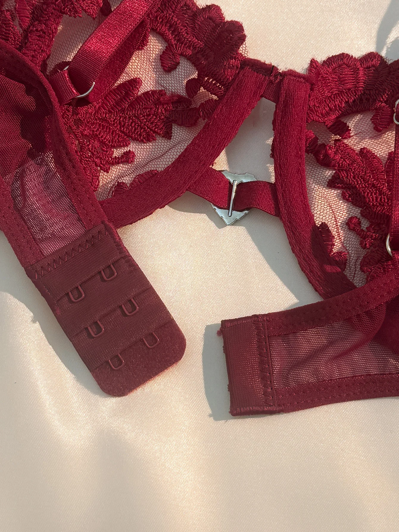 Ensemble de Lingerie 2 pièces pour femmes, oreilles de blé, Style campagne, broderie scintillante en forme de cœur, bretelles réglables