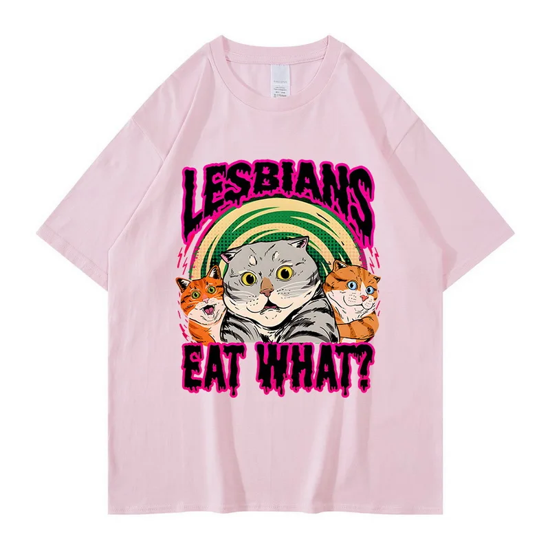 2022 Men Hip Hop T Shirt LESBIANS EAT WHAT Streetwear T-Shirt Cotton Hiphop Loose Tshirts Summer Short Sleeve Tees