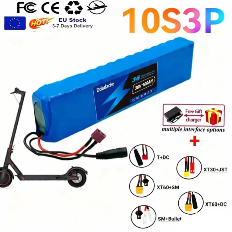 18650 Lithium-Ionen-Akkupack 100Ah 10s3p 36V Akku für FIIDO D1/D2/D2S D4S Faltbares Elektro-Moped Citybike-Akku